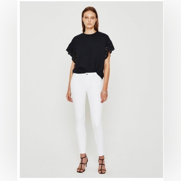 Ag Adriano Goldschmied Denim - AG Adriano GoldSchmied Prima‎ Ankle Pintucked Jeans White Size 26